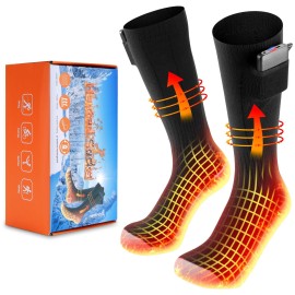 Heated Socks for Women Men, 5V 5000mAh Rechargeable Heated Socks with 3 Heating Settings for 3-6 Hours, Washable Battery Full Foot Warmers for Women, Hunting Skiing Sports Outdoors