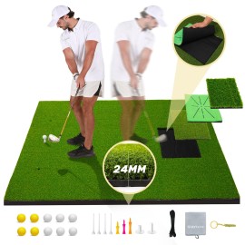 MyVoice Golf Hitting Mat Set - 5x4 ft, Interchangeable Inserts for Precision Drives, Chips, Swings, Putts - Ideal Indoor & Outdoor Practice, Perfect Golf Gift