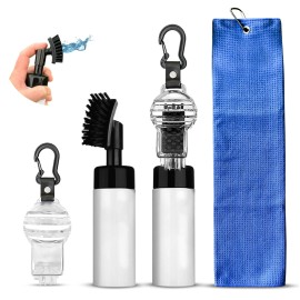 The Ultimate Golf Club Cleaner Brush with Water- Microfiber Golf Towel- Golf Water Brush- Portable Spray Bottle with Bristles- Anti-Leak Spray Bottle- Holds 5oz of Water