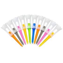 clinmday Plastic Golf Tees,10Pcs 83mm Four-Head Design & Professional Reduce Friction Serving Pins & Colorful Short Tees - Practice Training Golf Ball Holder Golf Accessories Random Color 10 pcs