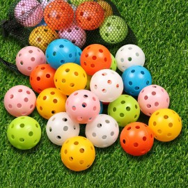 THIODOON Practice Golf Balls 24 Pack Limited Flight Golf Balls 40mm Hollow Plastic Golf Training Balls Colored Airflow Golf Balls for Swing Practice Driving Range Home Use Indoor (Mixed Color,24 pcs)
