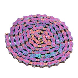 Kcabrtet Bike Chain, Bike Chain Rust Proof Sensitive Colorful Electroplating 6 7 8 Speed Chain for Road Mountain Bikes Bicycle & Parts
