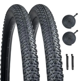 Mountain Bike Tire,HUIOK 27.5x2.125 Inch Folding Replacement Bike Tire,Thickened and Shock-Absorbing MTB Bicycle tire,Rubber Tires for Hard Roads, Muddy(2 Tires 2 Tubes 2 Levers)