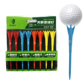 BAILAI Flight Path Golf Tees, Unbreakable Professional 4-Prong Golf Tees Pack, Assorted Golf Tees, Unbreakable Reusable Golf Accessories with Less Drag for Golf Training, Rocket Head Shape