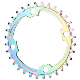 Bike Crank Chain Wheel Disc Part Exquisite Workmanship Robust Aluminum Alloy Hollow 32T/34T/36T/38T Single Speed for School Sports for Trail Riding (34T)