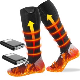 Heated Socks 5V/7500mAh Double Heating Wires Max. 16.5H, 4 Temperature Settings Rechargeable Electric Socks for Men Women, Machine Washable Warming Socks, Warmer for Whole Soles