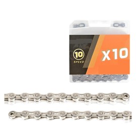 High Strength Bicycle Chain Bicycle Chain 9 10 11 12 Speed Silver Bicycle Chain Mountain Road Bike Chains Part 116 Links (Color : X10 Sliver EL)