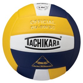 Tachikara SV5WSC Sensi-Tec Composite Volleyball (Gold, White and Navy Blue)
