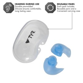 Tyr Silicone Molded Ear Plug Swim Equipments & Accessories (Blue)