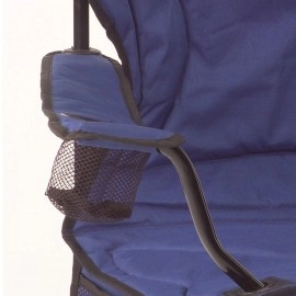 Coleman Polyester Sturdy Foldable Oversized Quad Camping Chair With Attached Can Cooler And Cup Holder (Blue)