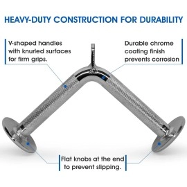 Yes4All V-Shaped Press Down Bar With Chrome Non-Slip Handle Tricep V Bar Cable Attachment Support Up To 880 Lbs (Chrome)