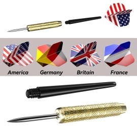 Ohuhu 12 Pack Steel Darts, 4 Styles National Flag Flights Stainless Steel Needle Tip Dart With Extra Free Pvc Dart Rods Ideal For Party Game Entertainment Adult Teenager