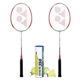 Yonex B 350 2 Rackets, M350 Ym Shuttlecock Badminton Combo Set ,, Multicolor