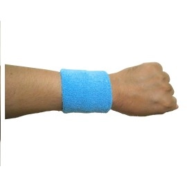 Play2Fit 4 Wristband (2 Pair) Soft Sweatband For All Sport, Stretchable, Sweat Absorbent Supports Wrist Made In India (Sky Blue, 3 Inch)