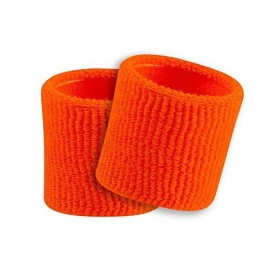 Play2Fit 4 Wristband (2 Pair) Soft Sweatband For All Sport, Stretchable, Sweat Absorbent Supports Wrist Made In India (Fluora Neon Orange, 3 Inch)