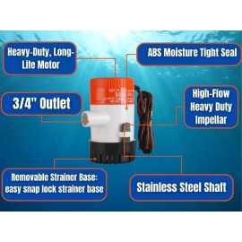 Seaflo Electric Marine Bilge Pumps (500 Gph)