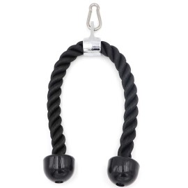 Greententljs Heavy Duty Triceps Rope - 27 Inch Rope Length Nylon Tricep Rope Cable Attachment With Stainless Steel Spring Snap Hook Carabiner For Gym & Home