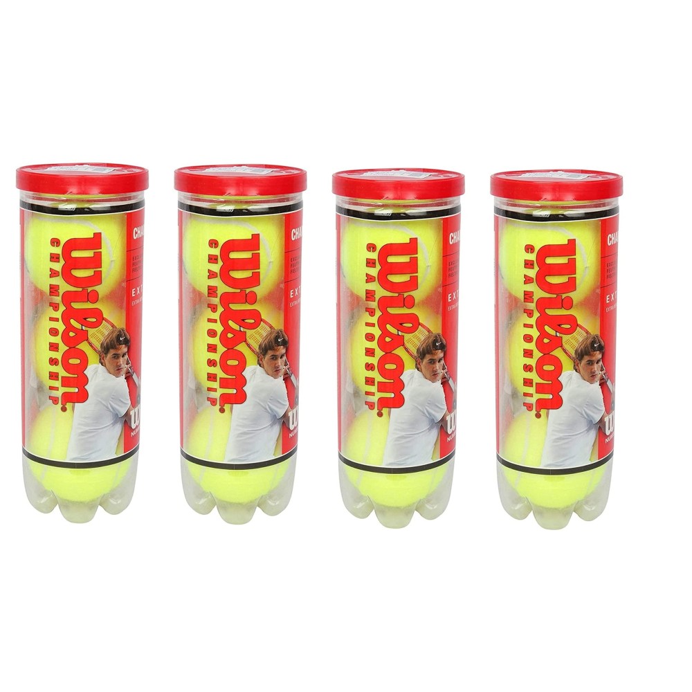 Wilson Championship Synthetic Tennis Balls, |4 Can|12 Balls(3 Balls Can) (Yellow)