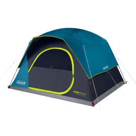 Coleman Dark Room Skydome 6 Person Waterproof Camping Dome Tent L Fixed Pre-Attached Poles For Quick Pitch (Get Complimentary 2 Coleman Byot Camping Nightout Event Passes)