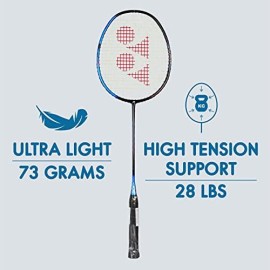 Yonex Graphite Badminton Racquet Smash ( White & Navy Blueg4, 73 Grams, 28 Lbs Tension)