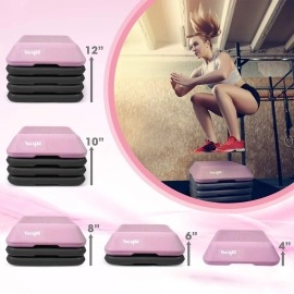 Yes4All 16 X 16 Adjustable High Step Aerobic Platform With 4 Risers (Pink-Grey)