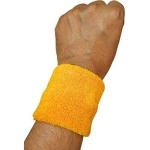 Play2Fit 4 Wristband (2 Pair) Soft Sweatband For All Sport, Stretchable, Sweat Absorbent Supports Wrist Made In India (Marigold, 3 Inch)