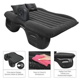 Crazymart Inflatable Car Air Mattress, Portable Car Mattress With Pillows And Pump Kit, One-Piece Black Backseat Air Bed Fits Most Car Models For Travel, Trip, Hiking And Other Outdoor Activities Item Name (Aka Title)