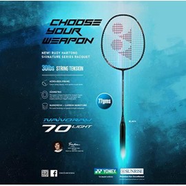 Yonex Nanoray 70 Light Graphite Badminton Racquet With Full Cover (77 Grams, 30 Lbs Tension, Multicolour )