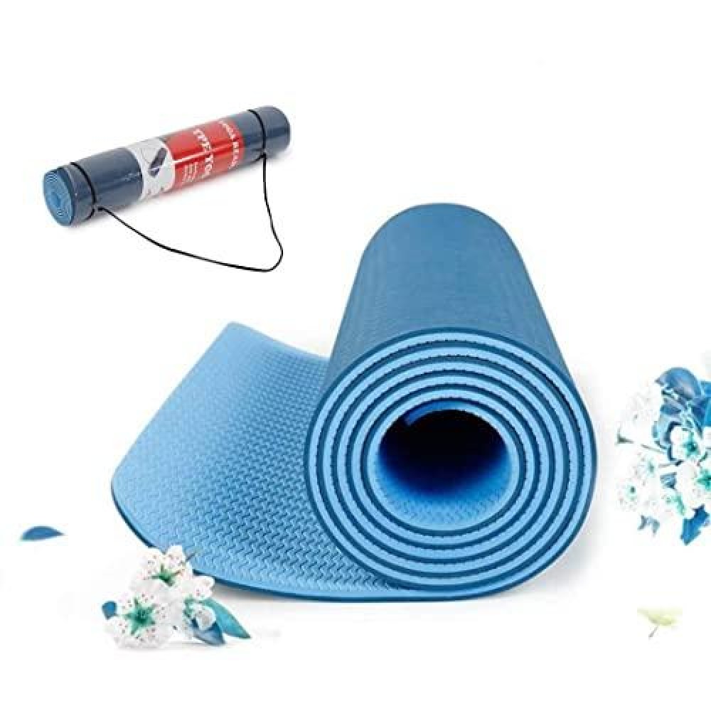 Arrowmax Tpe Yoga Mat 8Mm Non Slip, Eco Friendly Fitness Exercise Mat With Carrying Strap,Pro Yoga Mats For Men & Women,Workout Mats For Home, Pilates And Floor Exercises (Blue)