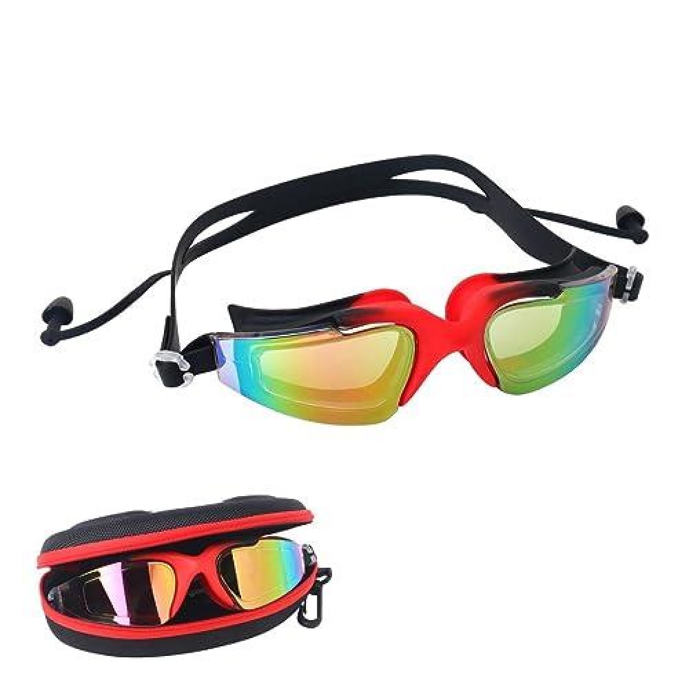 Arrowmax Swim Goggles Attached Earplugs, Swimming Goggles No Leaking Anti Fog Uv Protection With Free Protection Case For Adult Men Women Youth Kids Child, Asg-9200 (Red)