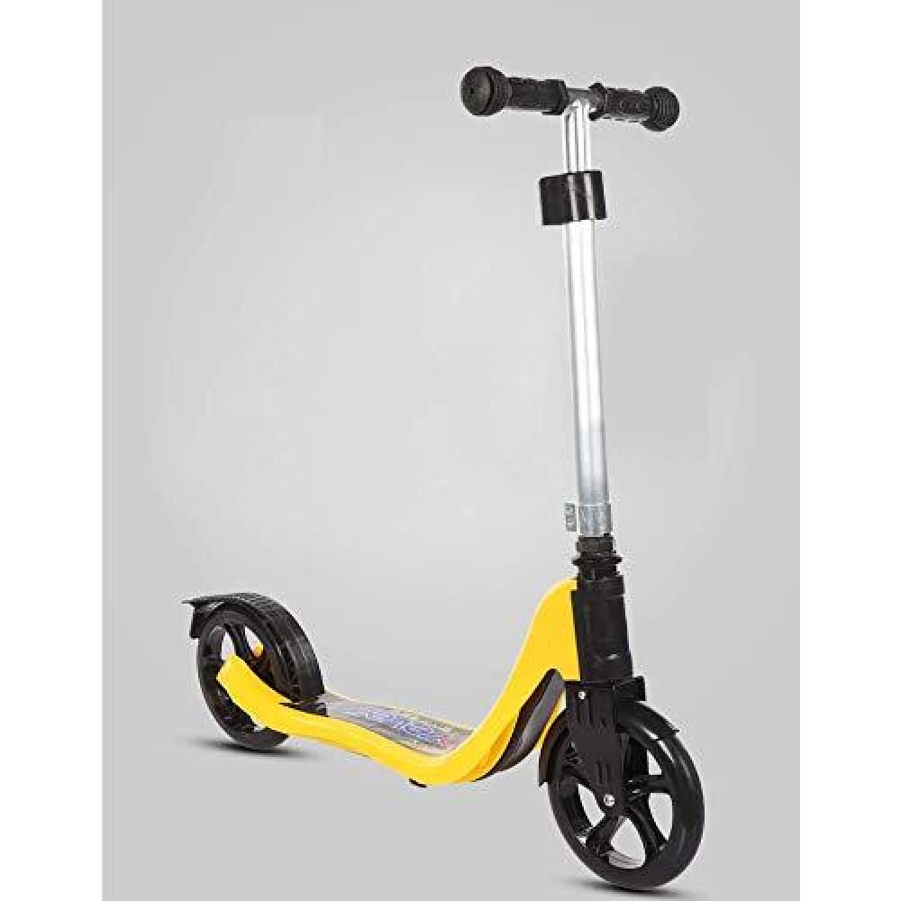 Iris 5 Levels Adjustable Height 200 Mm Wheel Kick Scooter With Rear Fender Brake For Teens, Young, Women, Men, Support 100Kg (220Lbs) Weight (Yellow)