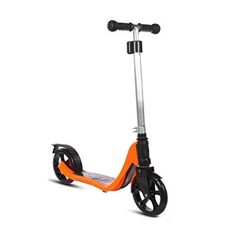 Iris 5 Levels Adjustable Height 200 Mm Wheel Kick Scooter With Rear Fender Brake For Teens, Young, Women, Men, Support 100Kg (220Lbs) Weight (Orange)