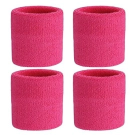 Play2Fit 4 Wristband (2 Pair) Soft Sweatband For All Sport, Stretchable, Sweat Absorbent Supports Wrist Made In India (Dark Pink, 3 Inch)