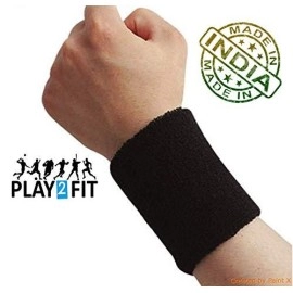 Play2Fit 4 Wristband (2 Pair) Soft Sweatband For All Sport, Stretchable, Sweat Absorbent Supports Wrist Made In India (Multicolor3, 3 Inch)