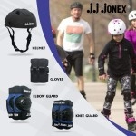 Jj Jonex Protective Set Skating And Cycling For Age 8 To 11 Years Skating Guard Combo (Medium, Black Blue) (Myc)