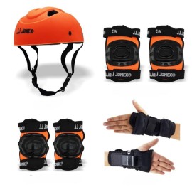 Jj Jonex Protective Set Skating And Cycling For Age 8 To 11 Years Skating Guard Combo (Medium, Orange Full) (Myc)