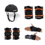 Jj Jonex Protective Set Skating And Cycling For Age 12 To Above Years Skating Guard Combo (Large, Black Orange) (Myc)