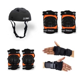 Jj Jonex Protective Set Skating And Cycling For Age 12 To Above Years Skating Guard Combo (Large, Black Orange) (Myc)