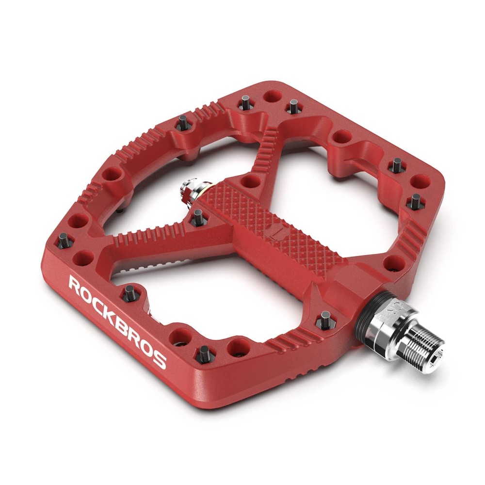 Rockbros Mountain Bike Pedals Flat Mtb Pedals Nylon Fiber Bicycle Platform Pedals For Road Mountain Bmx Mtb Bikes Red