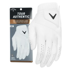 Callaway Golf Tour Authentic Glove (Worn On Left Hand, Standard, X-Large, White 2022)