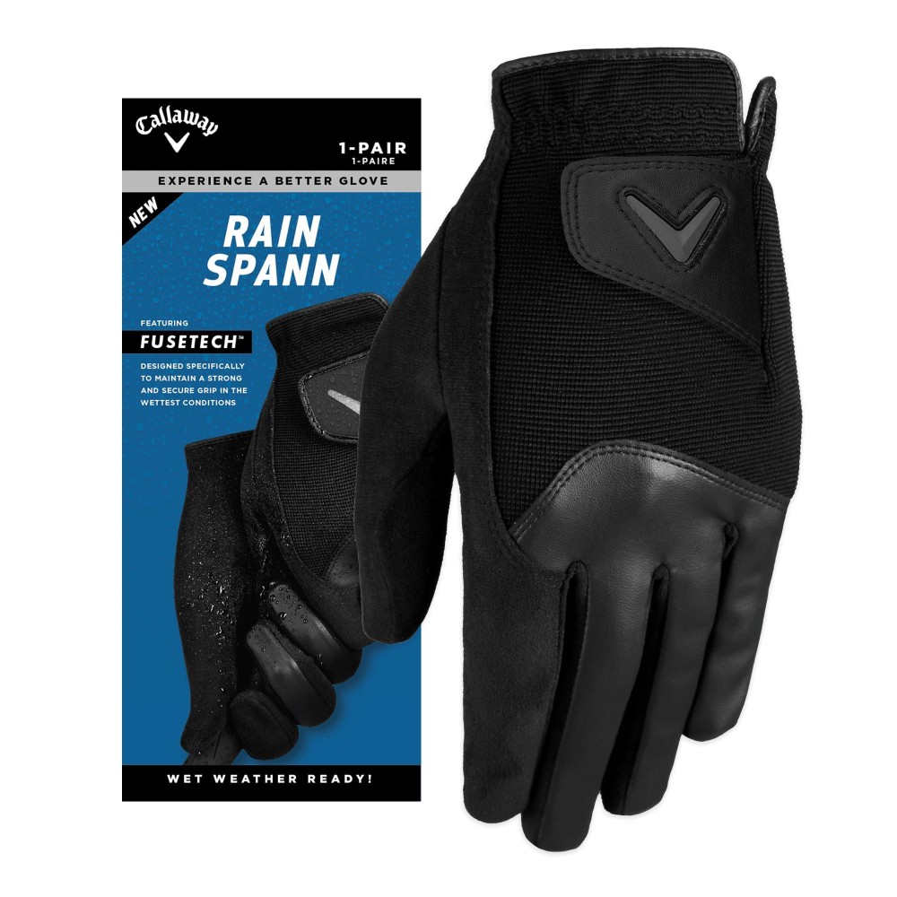 Callaway Golf Rain Spann Glove (Black, Standard, Medium, Worn On Both Hands)