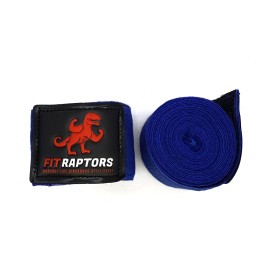 Fitraptors Cotton Boxing Hand Wrap With Thumb Loop For Men & Women Gym Accessories And Fitness Support Gloves Straps With Premium Velcro For Better Stability And Grip (3 Meters, Royal Blue)