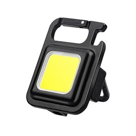 Carexo Multifunction Keychain Led Light With Bottle Opener,Magnetic Base&Folding Bracket Mini Cob Rechargeable Multifunctional Keychain Emergency Light Keychain (Square,Metal),500 Lumen