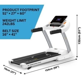 Lets Play Lp-333 Automatic Incline Motorised Treadmill For Home 120 Kg User Weight, 6Hp Peak Low Noise Ac Motor, Anti-Slip Foldable Running Machine, 14 Km/Hr Max Speed [5 Year Motor Warranty]