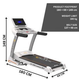 Lets Play Lp-200 Semi Commercial 6Hp Peak Ac Motor Treadmill For Home Gym, 15 Level Automatic Incline Running Machine, Max 160Kg User Weight, Top Speed 18Km/Hr [5 Year Motor Warranty]