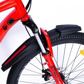 Emotorad Bicycle Mudguard Set Red And Black With Front And Rear Fender Suitable For 26.5 And 27 Inches Wheels (Red)