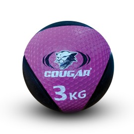 Cougar Dual Color Textured Surface Medicine Ball, High Grip Rubber Moulded Medicine Ball Without Handle - 3 Kg (Purple Black)