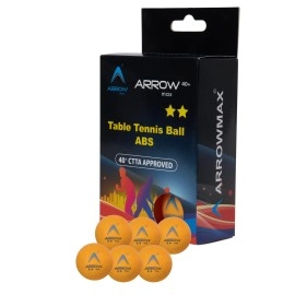 Arrowmax Table Tennis Balls - 2-Star Table Tennis Balls | High-Performance 40+ Abs Training Tt Balls | Orange Or White | Ultimate Durability For Indoor Outdoor Tt Tables (Pack Of 6) (Orange)