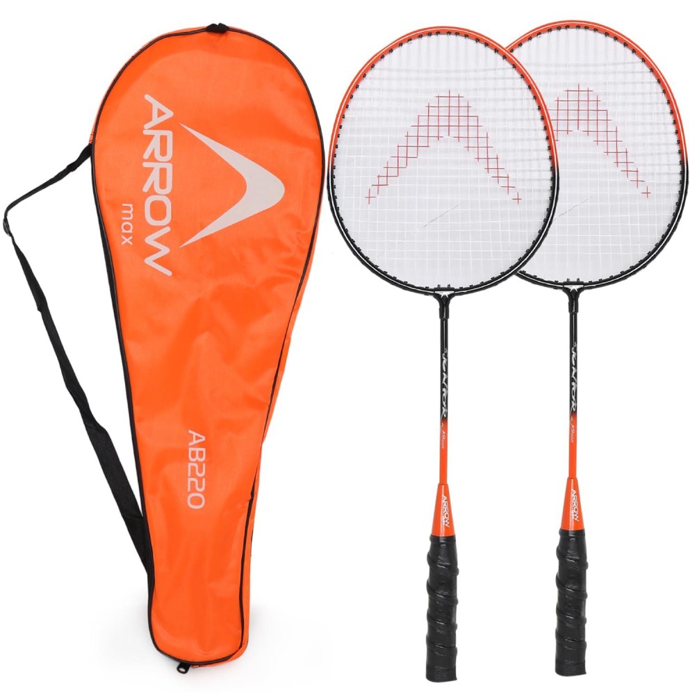 Arrowmax Professional Badminton Rackets Lightweight Badminton Racquets Set Of 2,Metal Alloy,2 Protect Case, For Beginners,Advanced Players, Men, Women, Boys, Girls, Kids (Pair-Steel-Youthsize)