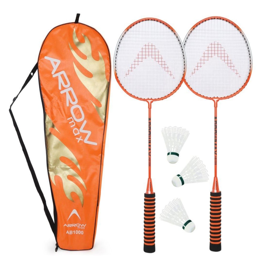 Arrowmax Professional Badminton Rackets Lightweight Badminton Racquets Set Of 2,Metal Alloy,2 Protect Case, For Beginners,Advanced Players, Men, Women, Boys, Girls, Kids (Steel-2Pc)